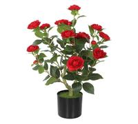 HOMCOM Planta Artificial de Camelia 65 cm, Árbol Artificial en Maceta con Flores de Seda Realistas, 116 Hojas y Efecto Musgo, Árbol Decorativo para Interior y Exterior, Ø15x65 cm, Rojo