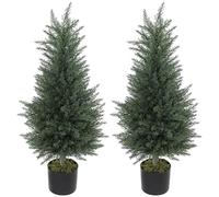 HOMCOM Planta artificial de ciprés artificial, 2 unidades, 90 cm, con musgo y protección UV