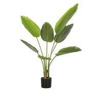 Homcom planta artificial decorativa 109 cm bananera artificial con maceta y hojas árbol plástico de interior y exterior decoración para hogar oficina casa balcón dormitorio verde