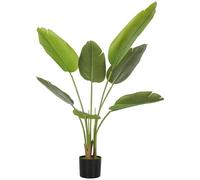 HOMCOM Planta Artificial Decorativa 109 cm Bananera Artificial con Maceta y Hojas para Interior Hogar Salón Oficina Verde