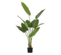 Homcom planta artificial decorativa 160 cm bananera artificial con maceta y hojas árbol plástico de interior y exterior decoración para hogar oficina casa balcón dormitorio verde 160 cm