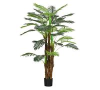 Homcom planta artificial decorativa 160 cm palmera artificial con maceta y hojas para interior hogar salón oficina verde 16 cm