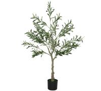 HOMCOM Planta Artificial Decorativa de 120 cm Árbol de Olivo con 450 Hojas y 20 Aceitunas en Maceta para Interior Verde