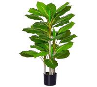 HOMCOM Planta Artificial Hoja Perenne 95 cm Grande Verde para Interior