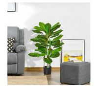 HOMCOM Planta Artificial con 33 Hojas en Maceta de Cemento Planta Imitación Hoja Perenne Interior y Exterior para Salón Oficina Verde Aosom España