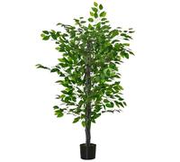 HOMCOM Planta Ficus Artificial 135 cm en Maceta 756 Hojas Realista Verde