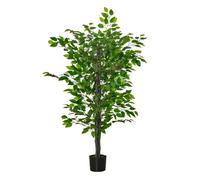 HOMCOM Planta Ficus Artificial 135 cm en Maceta con 756 Hojas Planta Sintética Realista para Interior Decoración para Hogar Salón Oficina Verde