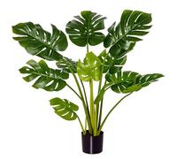 HOMCOM Planta Monstera Artificial 110 cm con Maceta y 11 Hojas Realistas Planta Tropical Decorativa para Hogar Salón Dormitorio Interior Verde