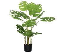 HOMCOM Plantas artificiales, Monstera Deliciosa artificial, planta artificial 120 cm con 15 ramas, planta de interior, árbol artificial, decoración vegetal para interior, verde