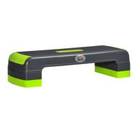 HOMCOM Plataforma Step para Fitness y Gimnasia Altura Ajustable 10/15/20 cm Carga 150 kg Gris y Verde para Ejercicio Aosom España