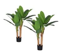HOMCOM Platanero Artificial Set de 2 Plantas Artificiales Grandes 120 cm, Plantas Artificiales platanero como Real con Maceta, Musgo Artificial, césped Artificial para salón Dormitorio