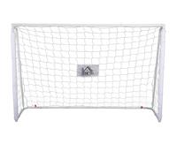 HOMCOM Portería de Fútbol con Soporte de Metal y Red para Entrenamiento de Fútbol en Jardín Aire Libre 186x62x123 cm Blanco