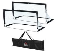 HOMCOM Porterías de Fútbol Plegables para Niños y Adultos con Bolsa de Transporte para Exterior Jardín Entrenamiento Negro