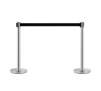 Homcom - Poste con cinta negra de 2 metros para señalización, ideal para separar filas, de acero inoxidable y nailon, 32 x 90 cm