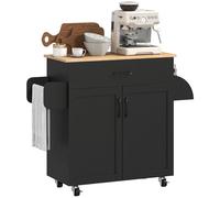 HOMCOM Postre multi-almacenamiento isla de cocina 1 cajón 1 armario 2 puertas con estante ajustable especiero - madera negro