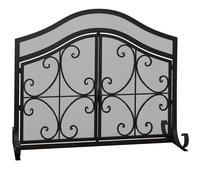 HOMCOM Protector de Chimenea Panel Único de Malla de Acero 105 x 40 x 80,5 cm Negro