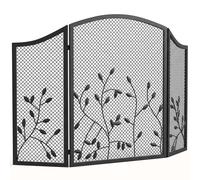 HOMCOM Protector de chispas para chimenea plegable de 3 paneles en metal pintado, listo para usar, 122x1x75 cm, Negro