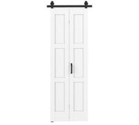 HOMCOM Puerta 71x213cm, Estilo Rústico, Kit de Montaje, Manilla, Blanco Efecto Madera.