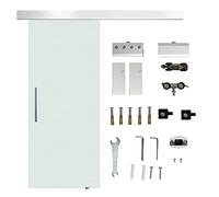 HOMCOM Puerta Corredera 77,5x205 cm Puerta Corrediza de Cristal con Riel Silenciosa para Sala de Estar Comedor Translúcido