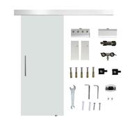 HOMCOM Puerta Corredera de Cristal 77,5x205 cm con Riel de Seguridad Translúcido para Baño Cocina Oficina Moderna y Elegante Aosom España
