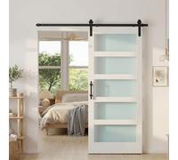 HOMCOM Puerta Corredera con Herrajes 91x213 cm Interior para Baño Blanco