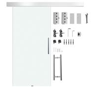 HOMCOM Puerta Corredera de Cristal Satinado 102,5x205 cm Puerta Corrediza con Riel Tirador y Cristal de Seguridad Translúcido Aosom España