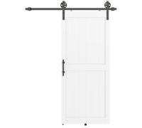 HOMCOM Puerta Corredera de Granero con Herrajes Manija Rodillo y Guía de Suelo Mejorados para Baño Salón 91,5x213,4 cm Blanco White