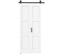 HOMCOM Puerta Corredera Plegable con Herrajes 91,4x213,4 cm con Rodillo Riel de Acero Guía de Suelo Manija Blanco