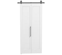 HOMCOM Puerta Corredera Plegable para Dormitorio con Herrajes Diseño Personalizable Tirador Fácil de Montaje 90x210 cm Blanco Aosom España