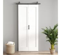 HOMCOM Puerta Plegable Corredera con Herrajes Acabado Personalizable Tirador Fácil Montaje 90x210 cm Blanco BLANCO