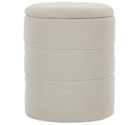 HOMCOM Puf de almacenaje en chenilla con tapa, taburete redondo para salón y dormitorio, beige
