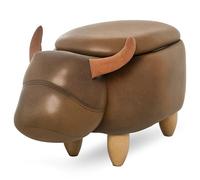 HOMCOM Puf de almacenaje en forma de búfalo, puf moderno para salón, reposapiés, estructura de madera, asiento tapizado, 62x35x36cm, marrón