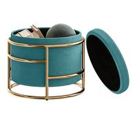 HOMCOM Puf Redondo de Terciopelo, reposapiés con Compartimento de 24L y Tapa extraíble, para Dormitorio y salón, Ø42x39 cm, Verde