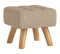 HOMCOM Puf Reposapiés en Tejido Efecto Lino 27x27x26 cm Patas de Madera de Caucho Capacidad hasta 110 kg Marrón Aosom España
