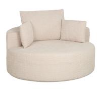 HOMCOM Puf Sofá Redondo de Chenilla con Asiento Amplio 2 Cojines 1 Respaldo y 1 Cojín Cilíndrico Capacidad 250 kg 130x130x82 cm Crema Aosom España
