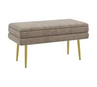HOMCOM Puff Almacenaje 30L, Banco Almacenaje con Tapa Abatible y Patas de Acero, Tapizado en Terciopelo, Pie de Cama, para Dormitorio, Salón, Entrada, Carga 120 kg, 79,5x37,5x43 cm, Beige