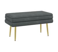 Homcom puff almacenaje 30l, banco almacenaje con tapa abatible y patas de acero, tapizado en terciopelo, pie de cama, para dormitorio, salón, entrada, carga 120 kg, 79,5x37,5x43 cm, gris oscuro