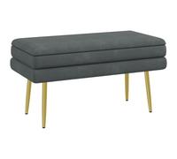 HOMCOM Puff Almacenaje 30L Banco Pie de Cama 79,5x37,5x43 cm Gris Oscuro | Baúl Almacenaje con Tapa Abatible, Patas de Acero, Tapizado en Terciopelo, Dormitorio, Salón, Entrada, Carga 120 kg