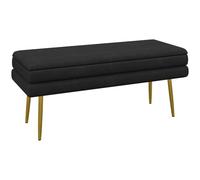HOMCOM Puff Almacenaje 39L Banco Pie de Cama 100x37,5x42 cm Negro | Tapa Abatible, Patas de Acero, Tapizado en Terciopelo, Dormitorio, Salón, Entrada, Carga 120 kg