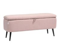 HOMCOM Puff Almacenaje Banco 61L con Tapa Abatible Rosa | Banco Almacenaje, Tapizado en Lino Sintético, Patas de Acero, para Dormitorio Salón Entrada, 101x38,5x44,5 cm, Carga 150 kg