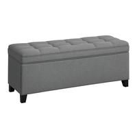 HOMCOM Puff Almacenaje Banco Almacenaje 112L Tapizado en Lino con 2 Bisagras de Seguridad Tapa Abatible y Asiento con Capitoné para Dormitorio Salón Entrada Carga 120 kg 120x40x48 cm Gris Oscuro