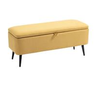 HOMCOM Banco Almacenaje Dormitorio 102x40x39,5 cm con Tapa Abatible y Patas de Acero Banco Baúl para Dormitorio Salón Entrada Amarillo Aosom España