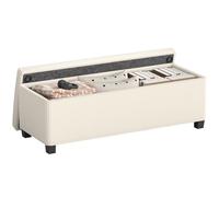 HOMCOM Puff Almacenaje Banco Almacenaje 84 L 220 kg 112x42x40 cm Beige