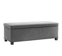HOMCOM Banco Almacenaje Capacidad de 84 L 112x42x40 cm Tapizado en Pana Pie de Cama para Sala de Estar Dormitorio gris