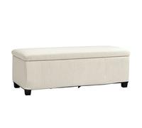Homcom puff almacenaje, banco almacenaje, capacidad de 84 l, 112x42x40 cm, taburete reposapiés, tapizado en pana, pie de cama, carga 220 kg, para sala de estar, dormitorio, entrada, beige
