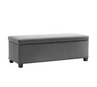 HOMCOM Puff Almacenaje, Banco Almacenaje, Capacidad de 84 L, 112x42x40 cm, Taburete Reposapiés, Tapizado en Pana, Pie de Cama, Carga 220 kg, para Sala de Estar, Dormitorio, Entrada, Gris