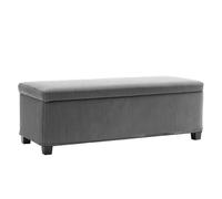 HOMCOM Puff Almacenaje, Banco Almacenaje, Capacidad de 84 L, 112x42x40 cm, Taburete Reposapiés, Tapizado en Pana, Pie de Cama, Carga 220 kg, para Sala de Estar, Dormitorio, Entrada, Gris