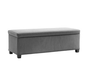 HOMCOM Puff Almacenaje, Banco Almacenaje, Capacidad de 84 L, 112x42x40 cm, Taburete Reposapiés, Tapizado en Pana, Pie de Cama, Carga 220 kg, para Sala de Estar, Dormitorio, Entrada, Gris