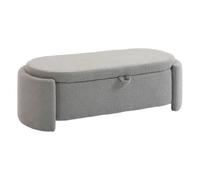 Homcom puff almacenaje, banco almacenaje ovalado, 129x48,5x44 cm, tapizado en terciopelo de teddy, baúl de almacenamiento, carga 200 kg, taburete para sala de estar, dormitorio, entrada, gris claro