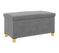 HOMCOM Puff Almacenaje, Banco Almacenaje Plegable, Capacidad de 67 L, 76x38x38 cm, Tapizado en Terciopelo, Baúl de Almacenamiento Dormitorio, Carga 120 kg, para Sala de Estar, Entrada, Gris